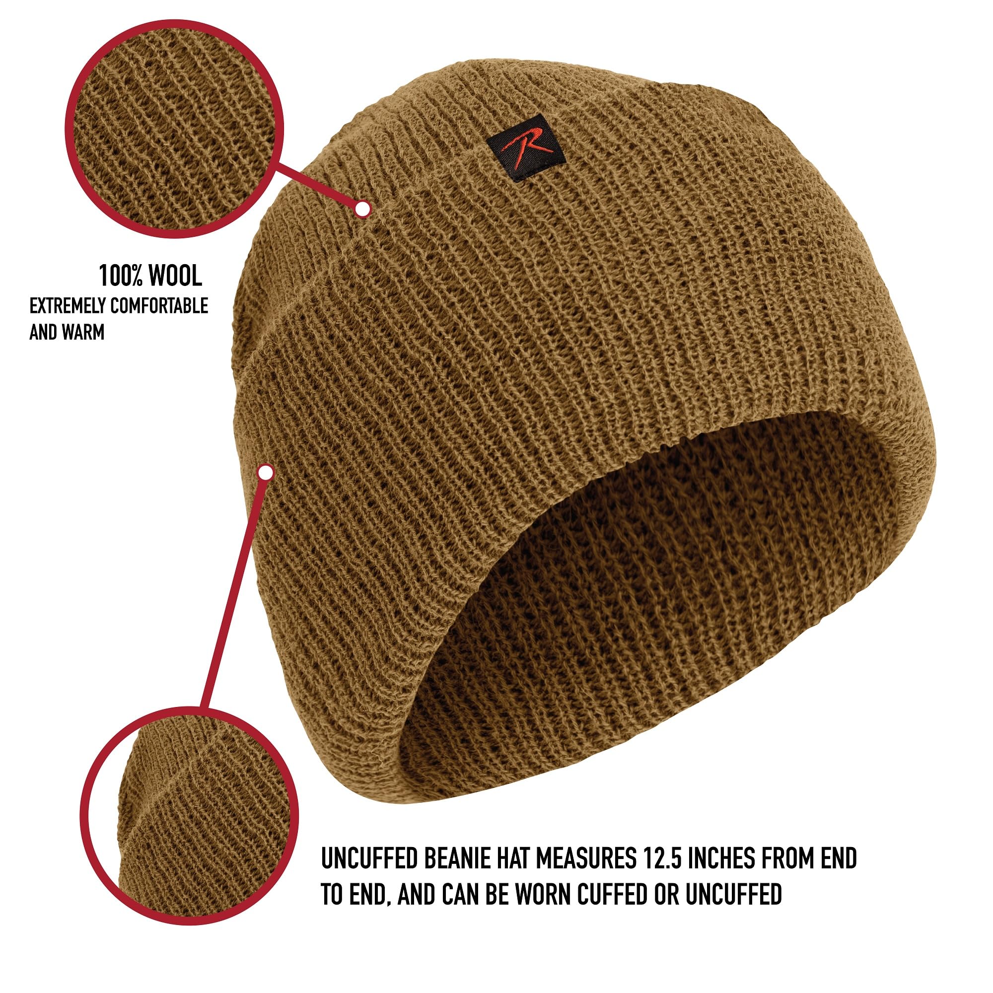 Rothco Wool Watch Cap back view reveals continuous warmth under layers