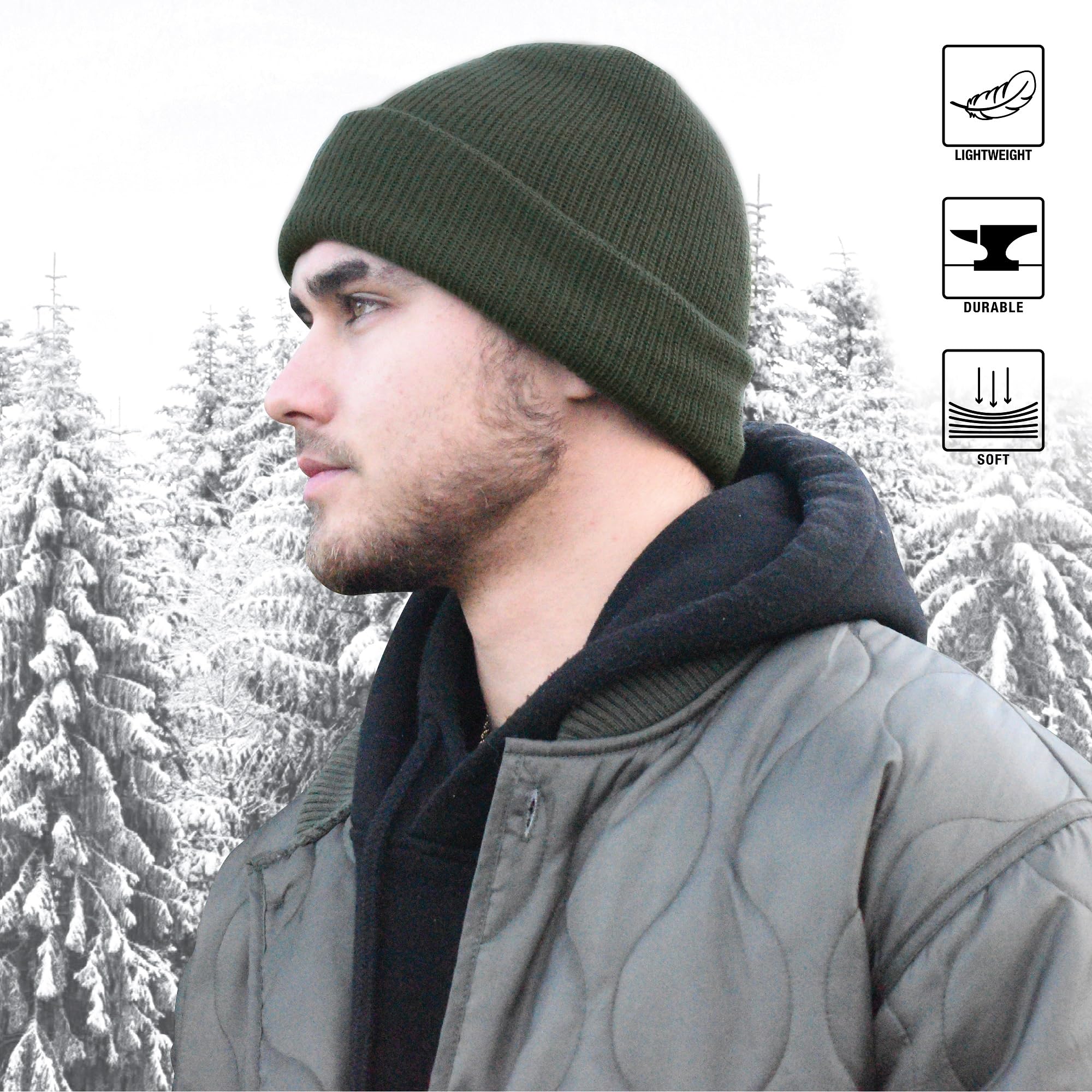 Rothco Wool Watch Cap closeup fiber highlights soft, durable wool texture