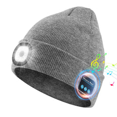 Rotibox Bluetooth Beanie with Light front view showing LED headlamp