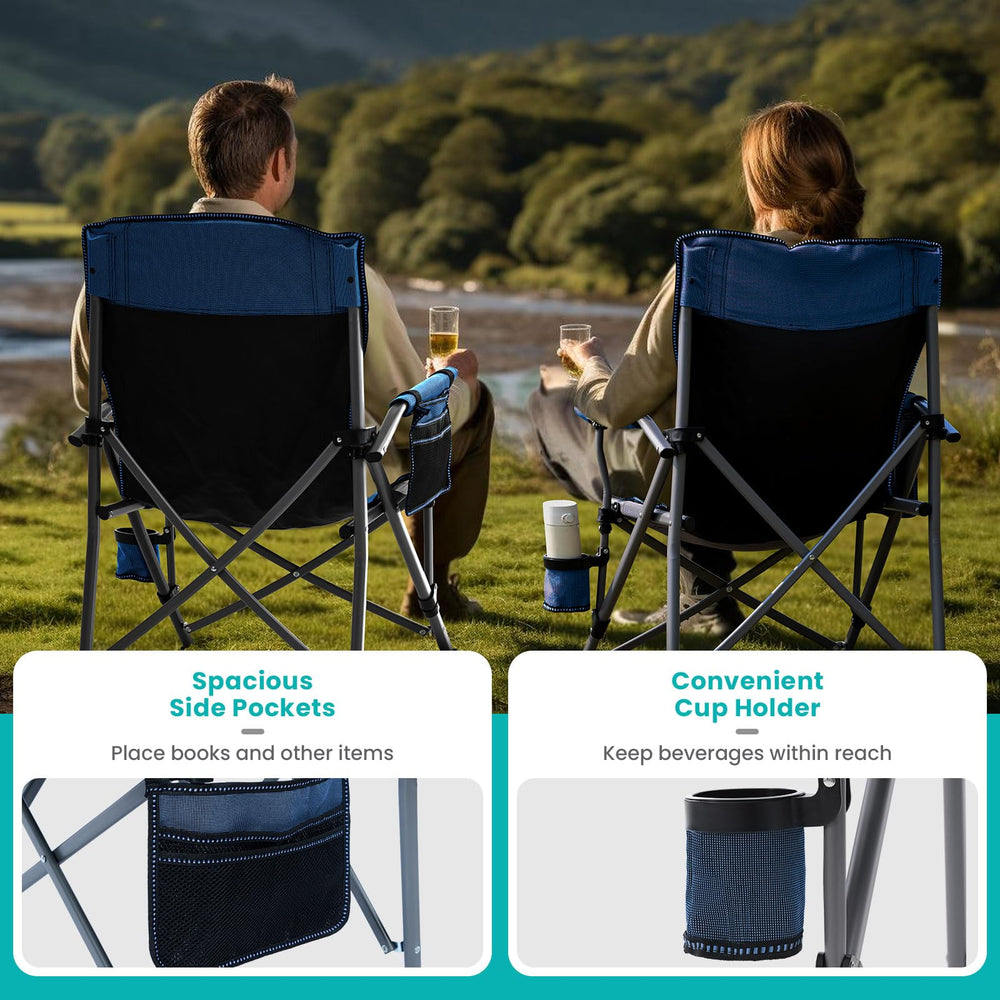 Rotinyard chair blue dimensions show spacious seat and back.