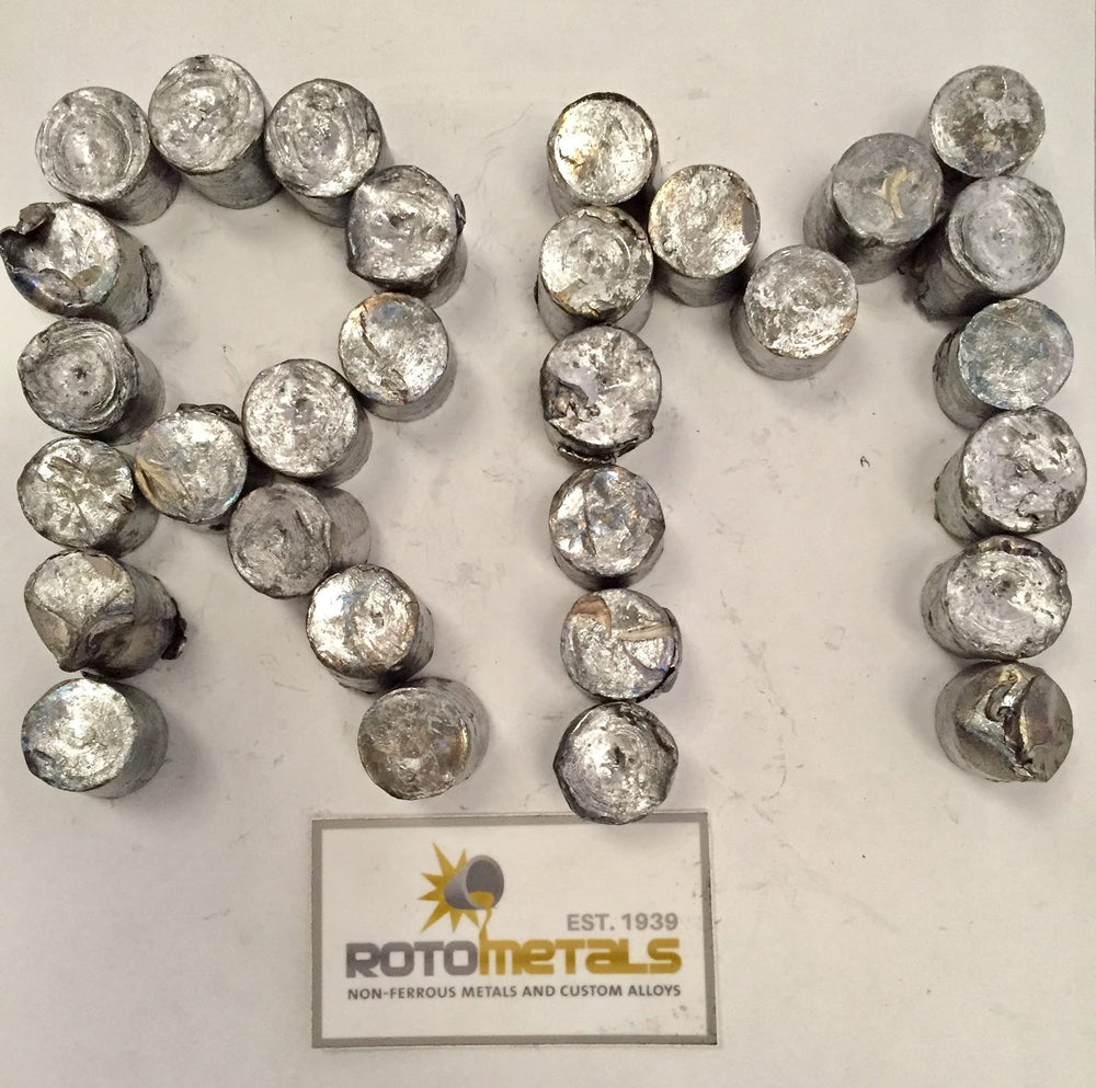 Roto Metals virgin lead nuggets for precise melting and casting.
