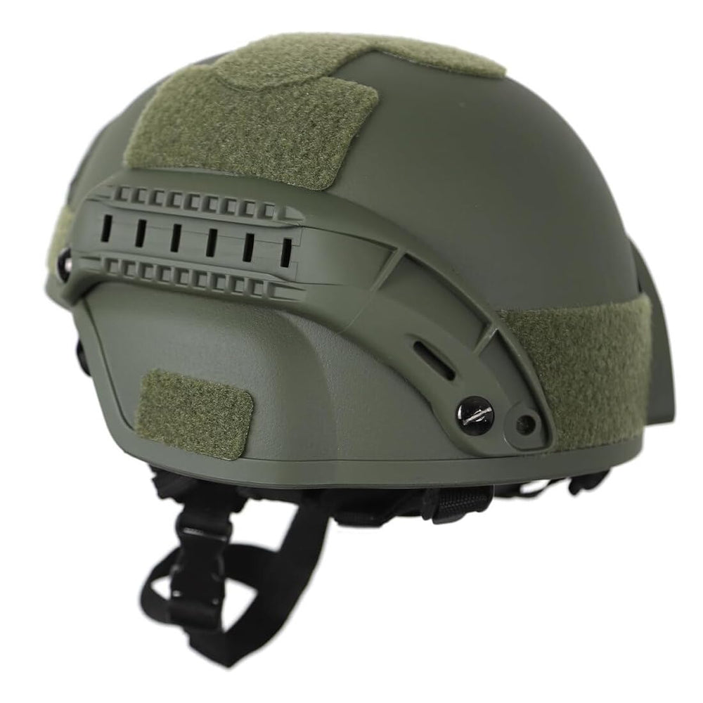 ROUASD army green helmet, UV-resistant shell for outdoor use.