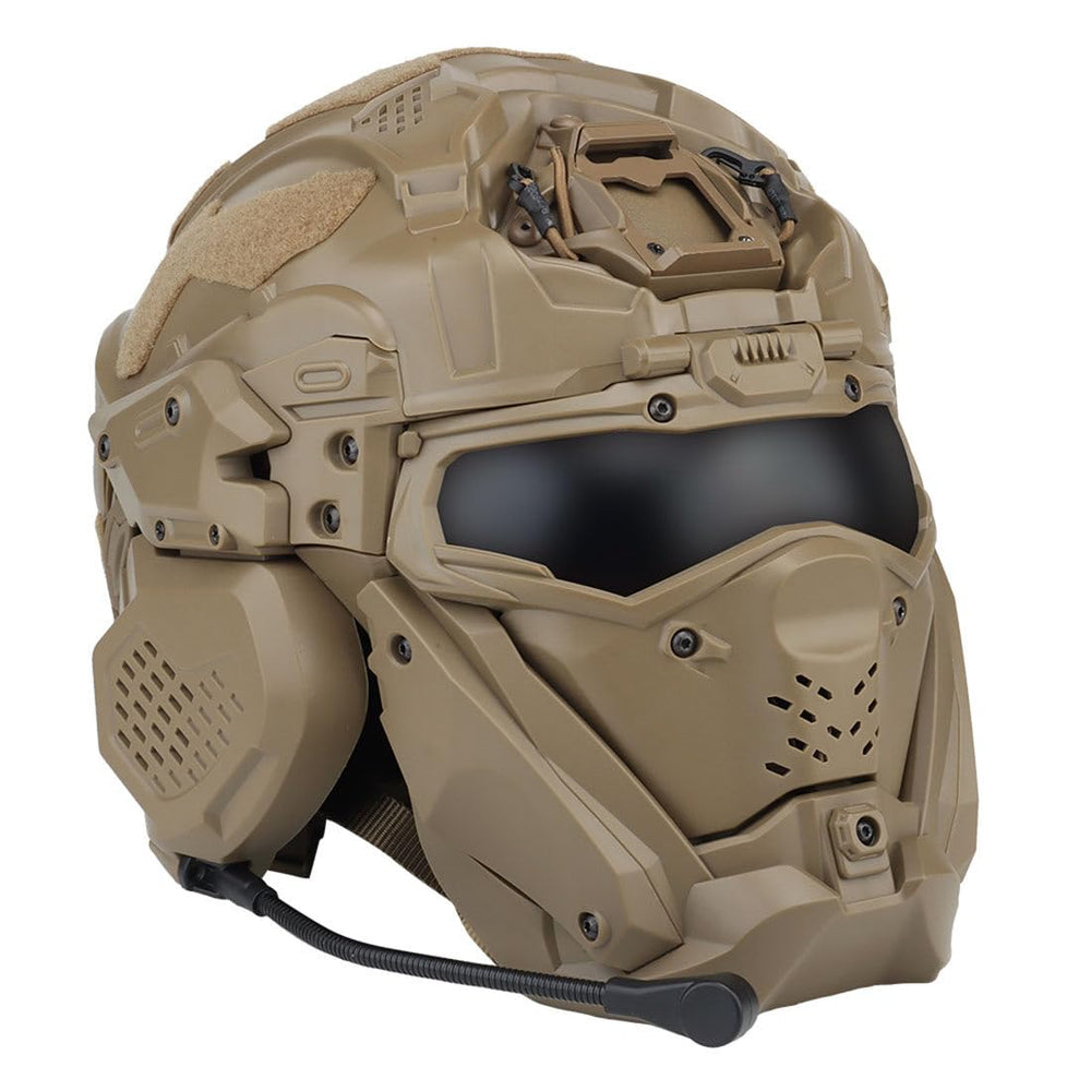ROUASD tactical helmet side rails enabling accessory mounting for lights or cameras.