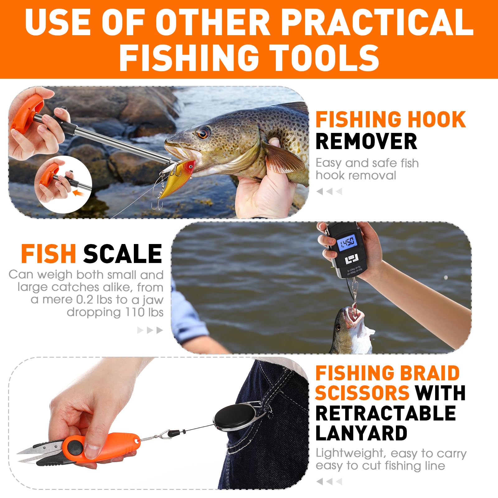 RoundFunny braid scissors and protective gloves for fishing in orange
