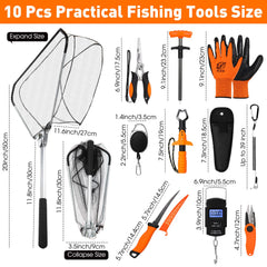 RoundFunny folding landing net with aluminum handle in orange