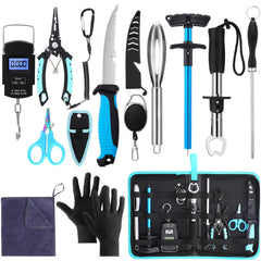RoundFunny 14-pcs fishing tool kit image highlights organized carry and quick access on fishing trips.