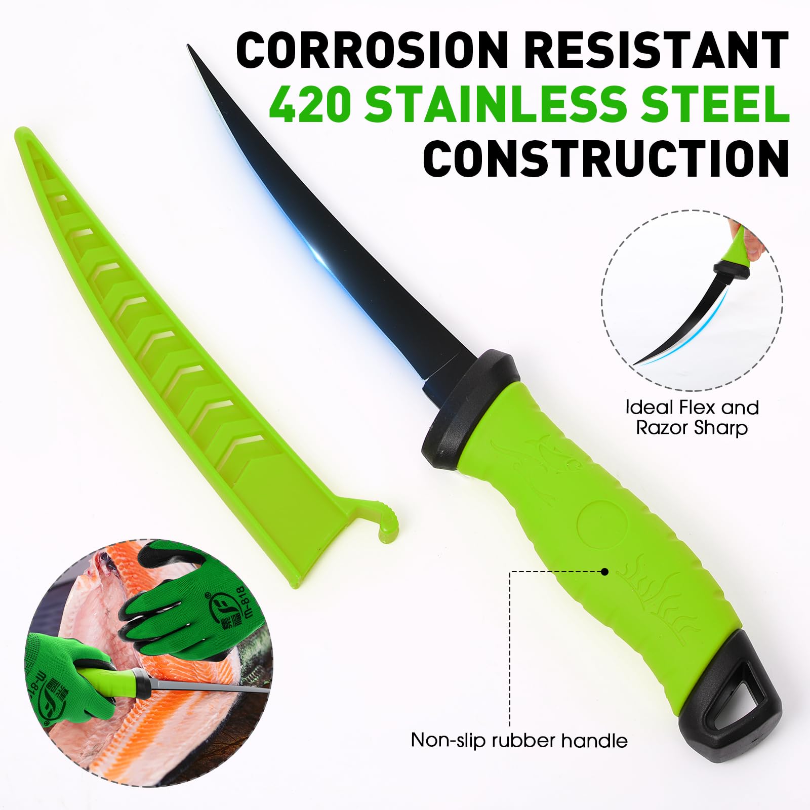 RoundFunny fillet knife with stainless blade offers precise cuts and safe handling.