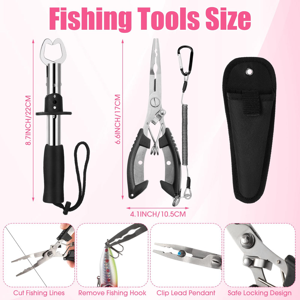RoundFunny fish lip gripper in stainless steel with EVA grip for easy handling.