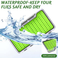 RoundFunny fly box showing capacity to hold up to 134 flies.