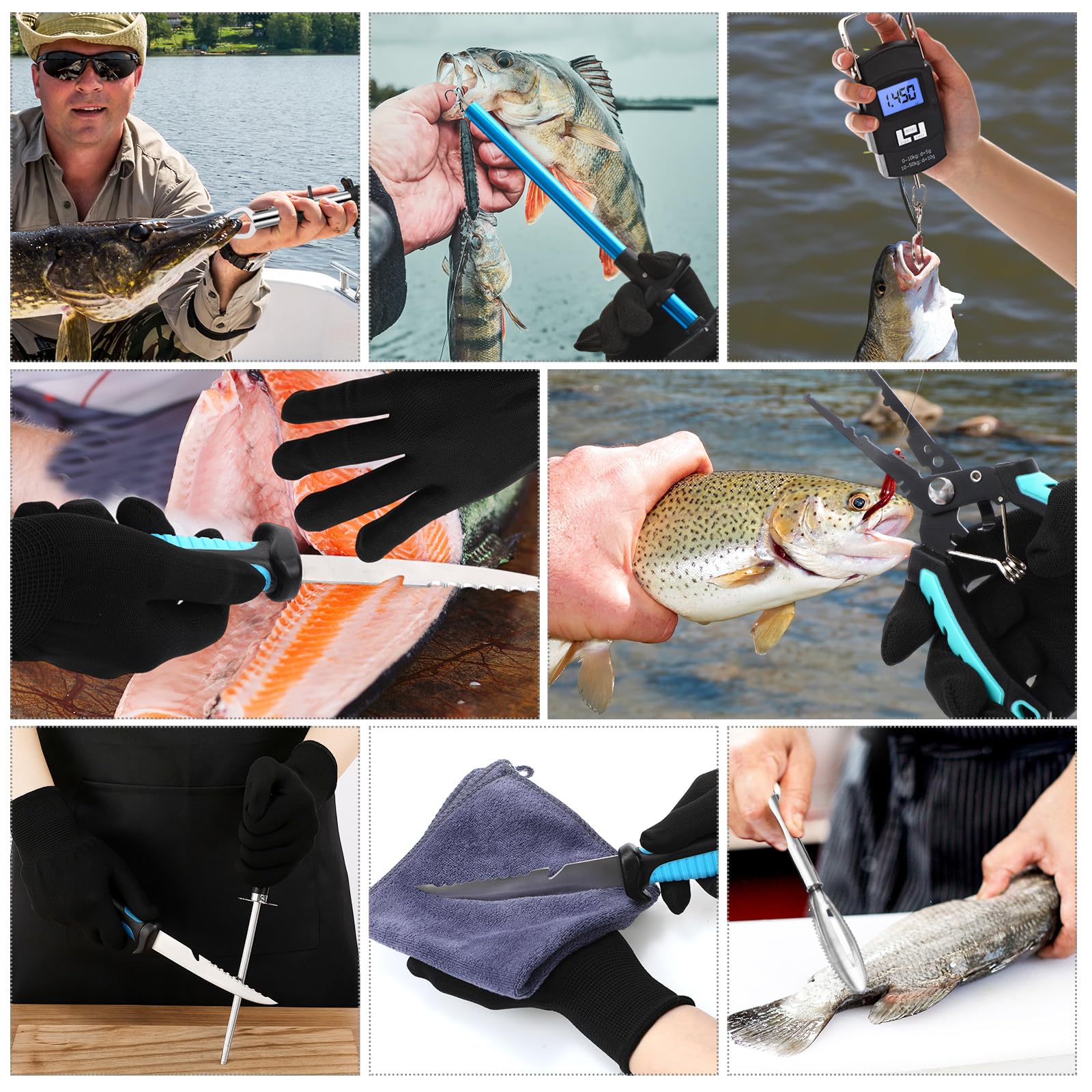 RoundFunny hook remover and fish scaler image highlights quick scale removal and safe hook clearing.