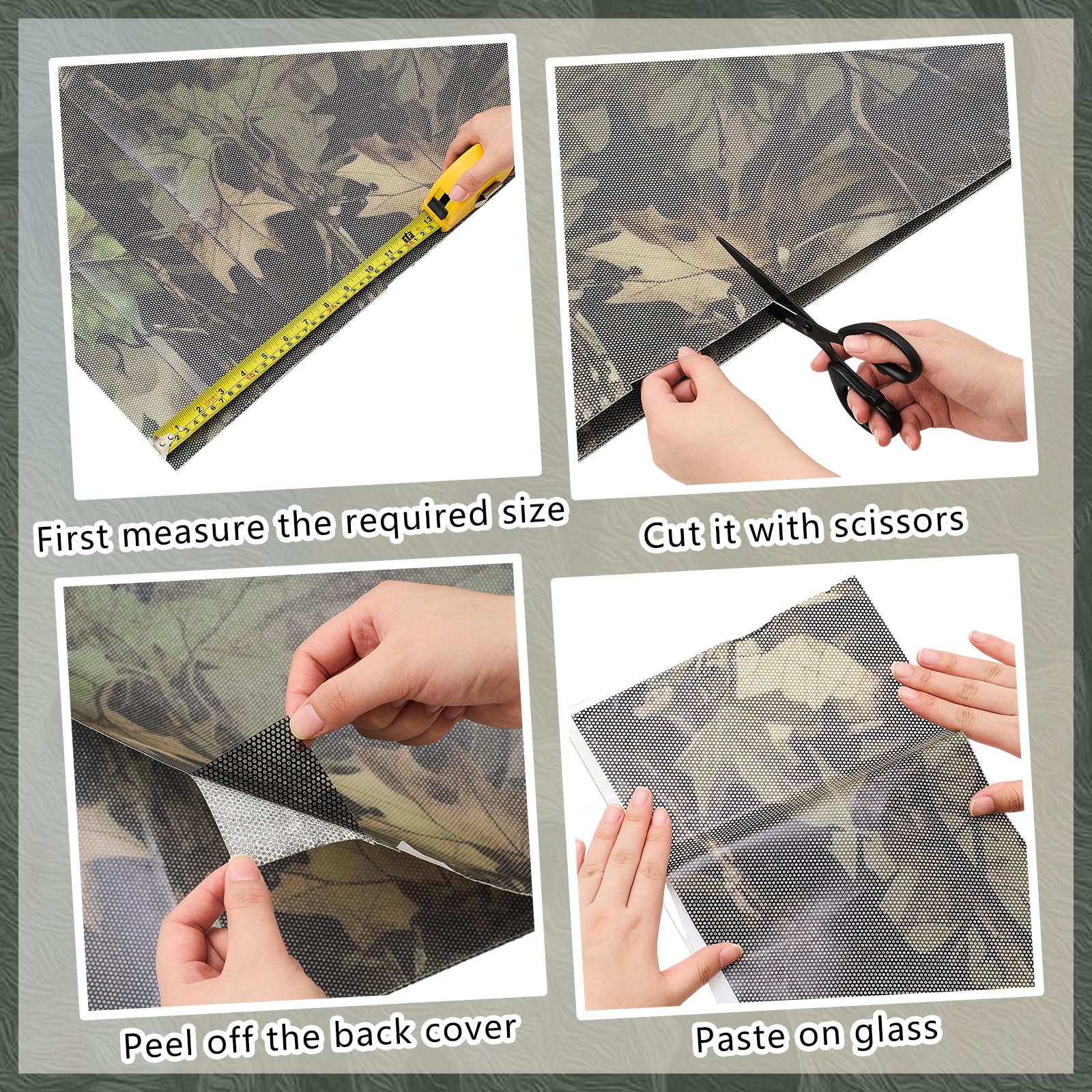 RoundFunny hunting blind window camo packaging shows four-panel setup for easy transport.