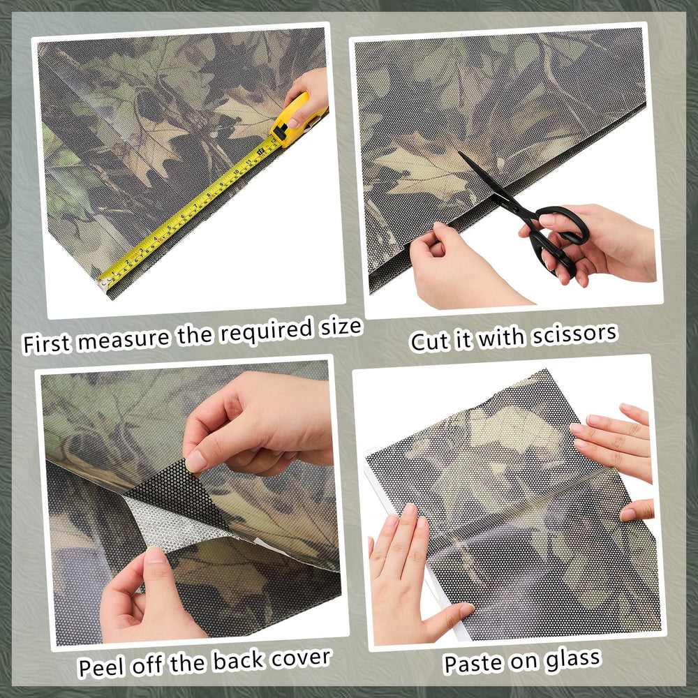 RoundFunny hunting blind window camo packaging shows four-panel setup for easy transport.