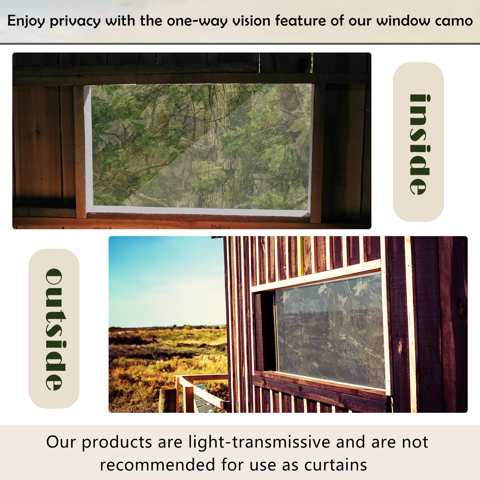 RoundFunny hunting blind window camo panel 3 highlights 27x100 inch coverage for large surfaces.