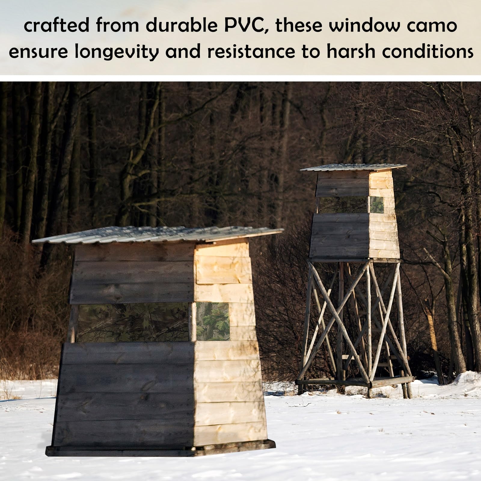 RoundFunny hunting blind window camo panel 4 exemplifies one-way vision with outdoor visibility.