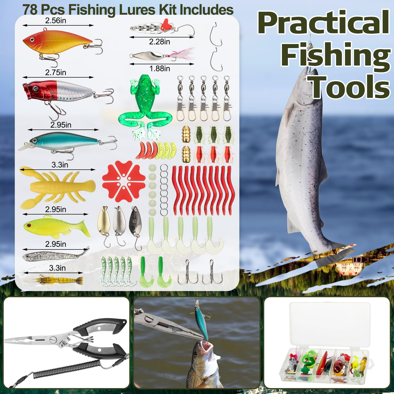 RoundFunny life-like lures simulate prey for variety in freshwater and saltwater.