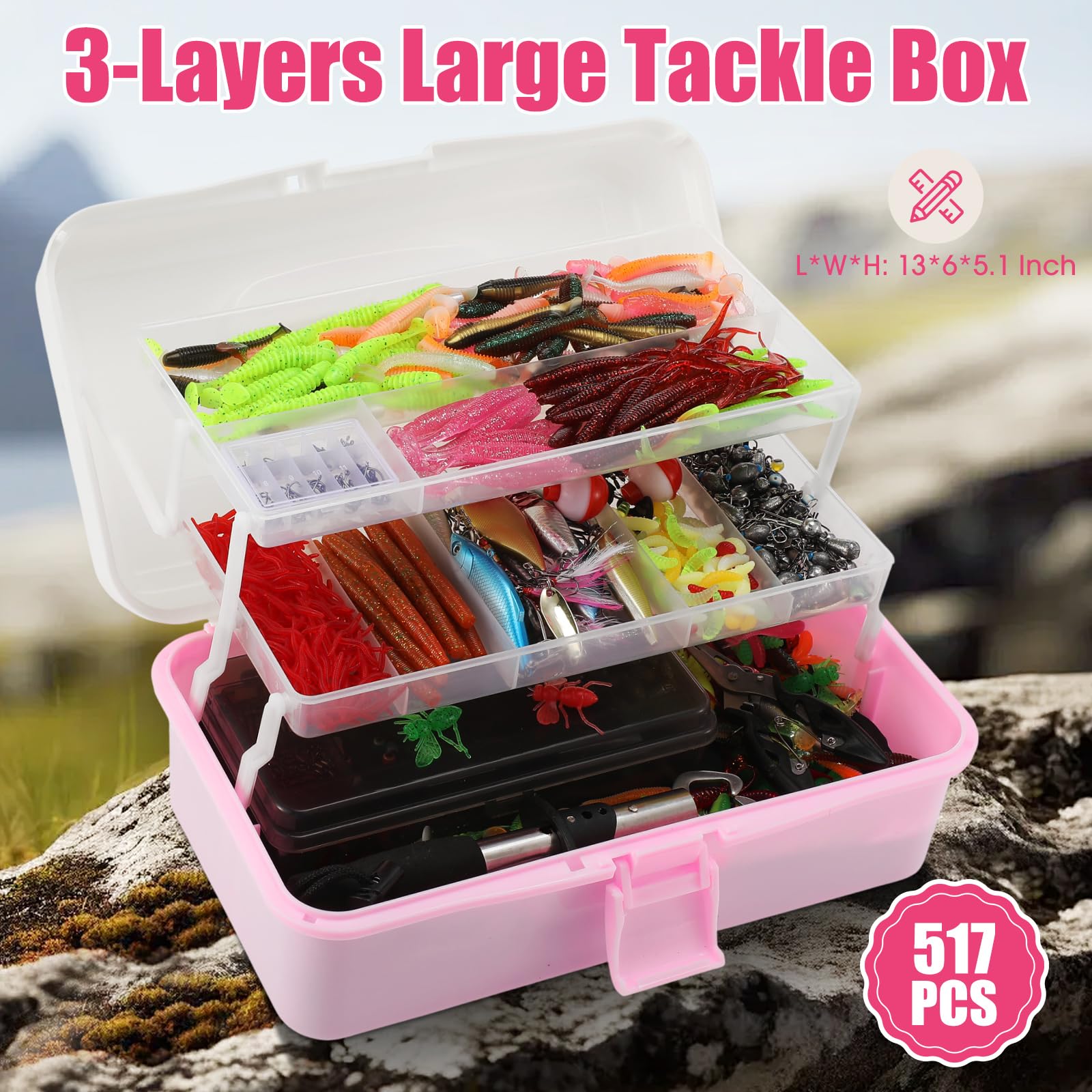 RoundFunny lure sets closeup with realistic baits for better bite attraction.