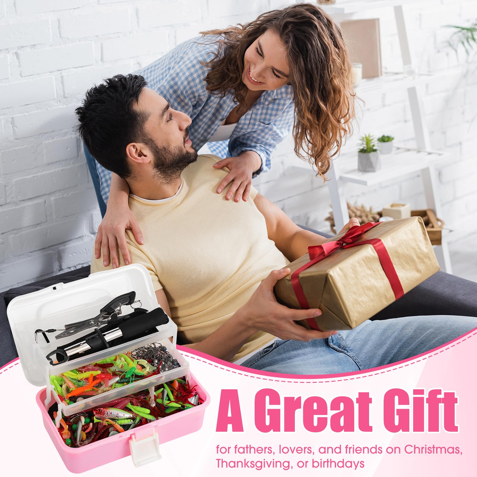 RoundFunny pink tackle box close-up highlighting durable design and portability.