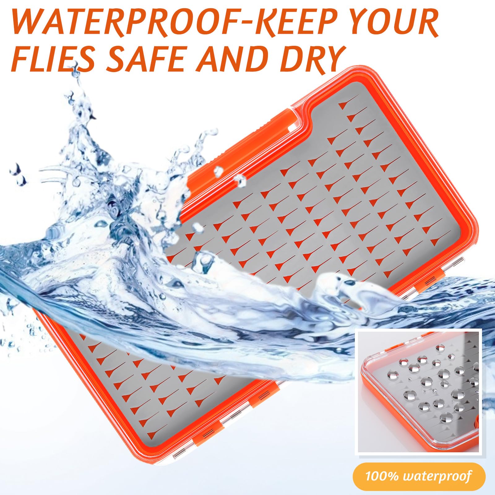 Closeup of waterproof seal on fly boxes