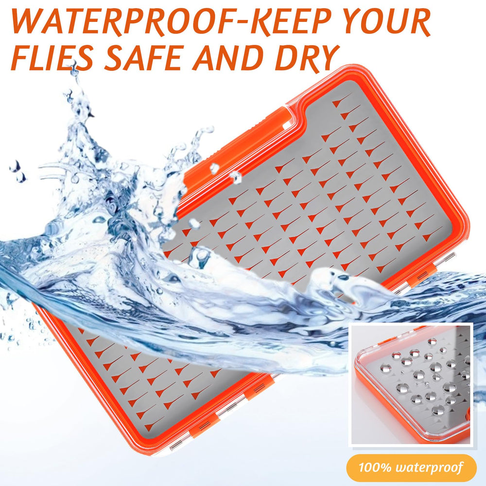 Closeup of waterproof seal on fly boxes