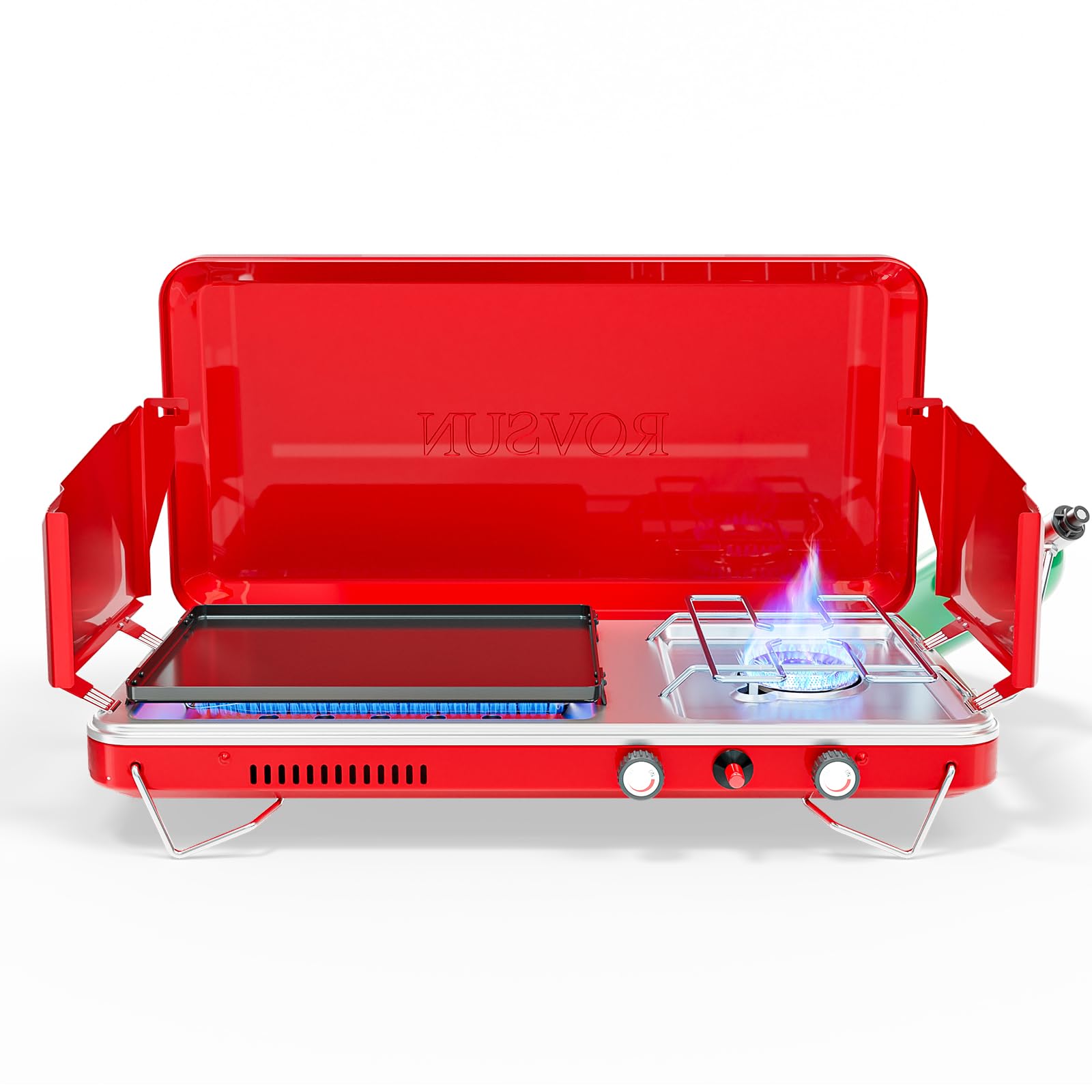 ROVSUN 2-in-1 portable stove and griddle for versatile outdoor cooking.