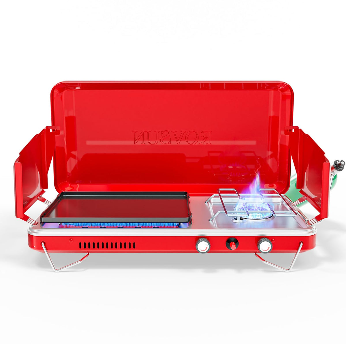 ROVSUN 2-in-1 portable stove and griddle for versatile outdoor cooking.