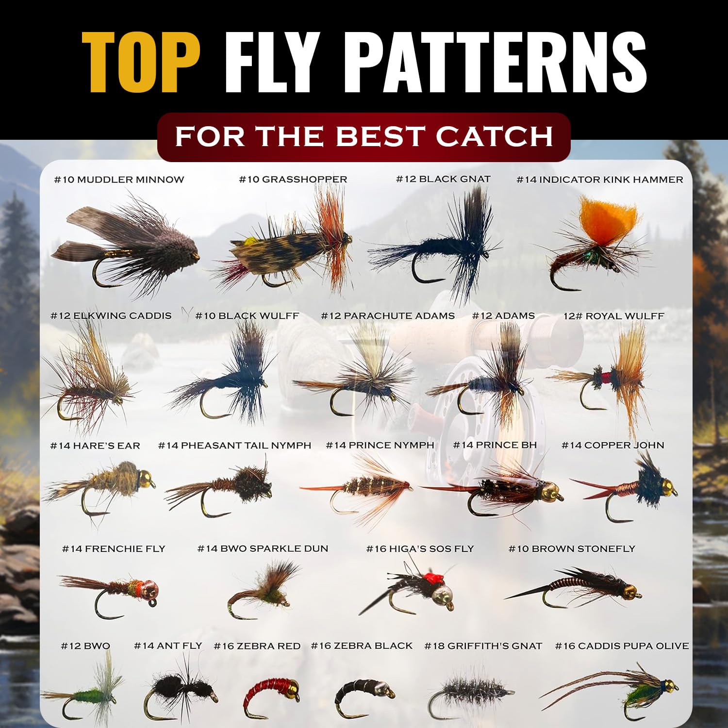 Complete RoxStar 24-pack barbless trout fly assortment