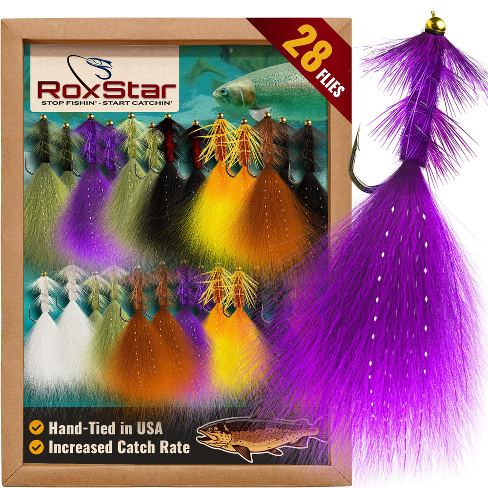 Front view of RoxStar BH-28PK Woolly Bugger fly assortment box