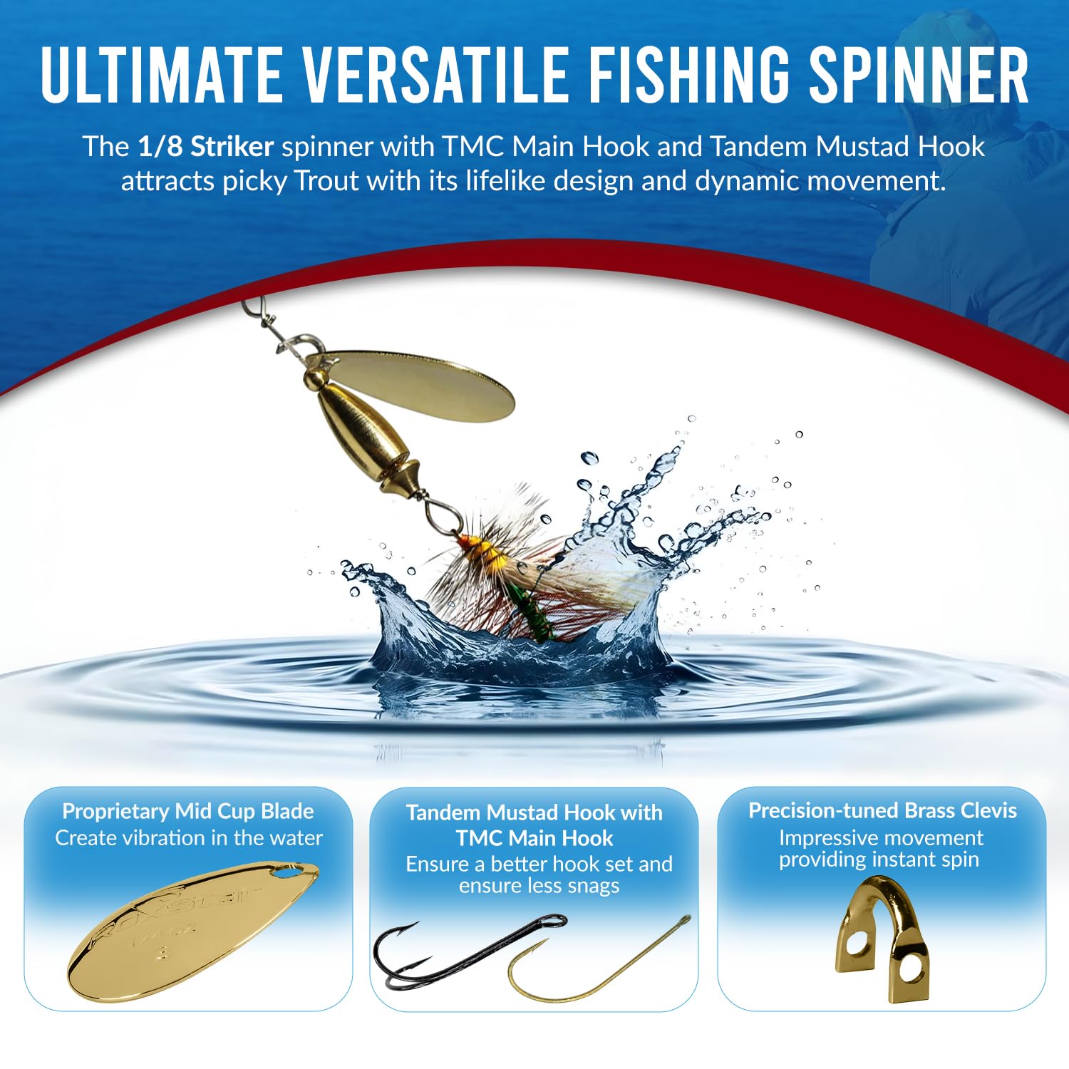 RoxStar Fly Striker 1/8oz Series 2 tandem hook close-up for better hook sets.