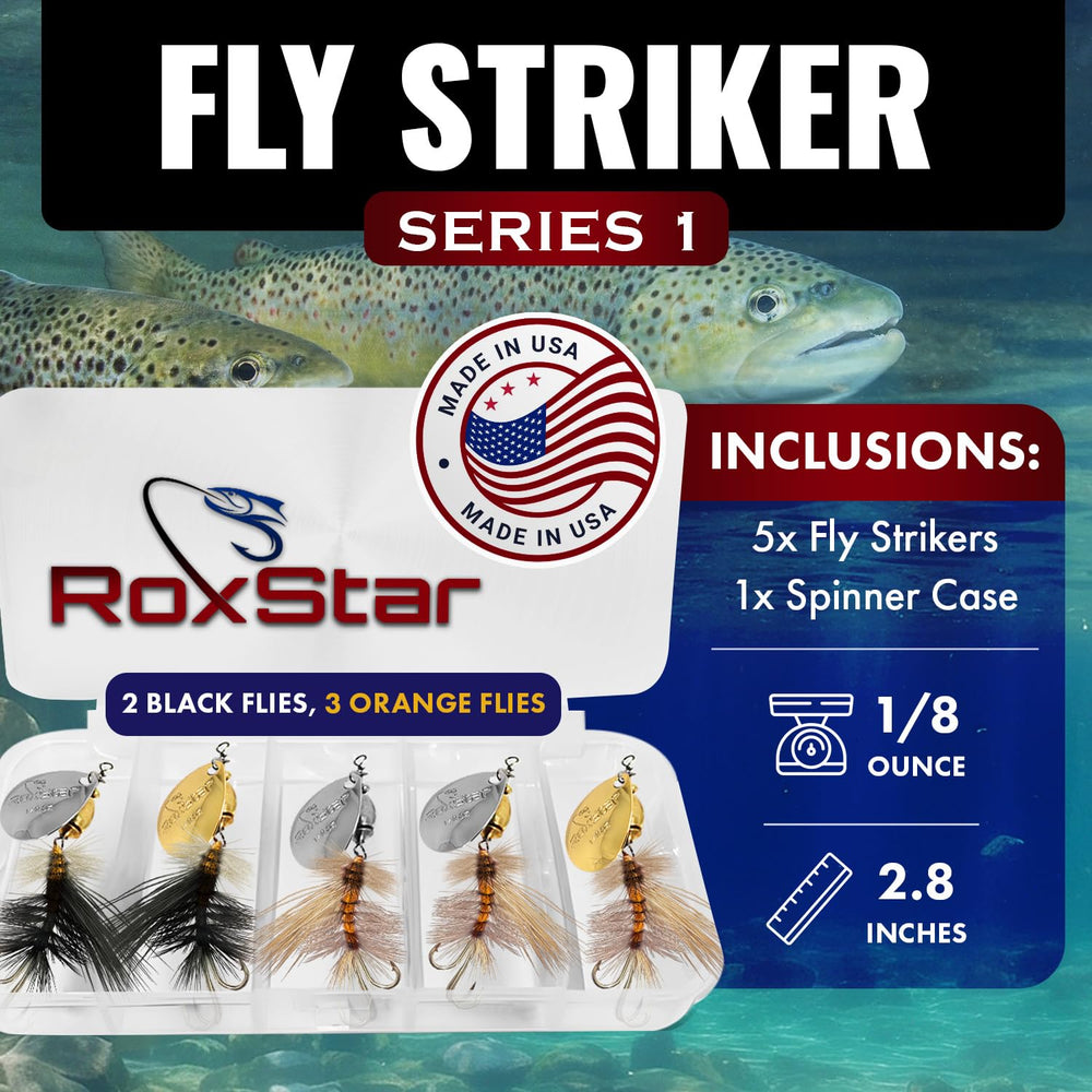 RoxStar Fly Striker orange silver 2-tone blade with tuned clevis for instant spin.