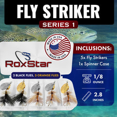 RoxStar Fly Striker orange silver 2-tone blade with tuned clevis for instant spin.