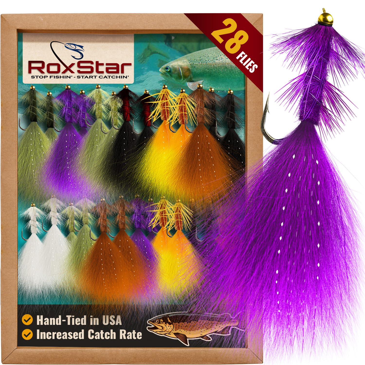 RoxStar Lures woolly bugger assortment box for trout and bass