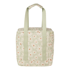Close-up of eco-friendly recycled polyester material on the Roxy cooler bag.