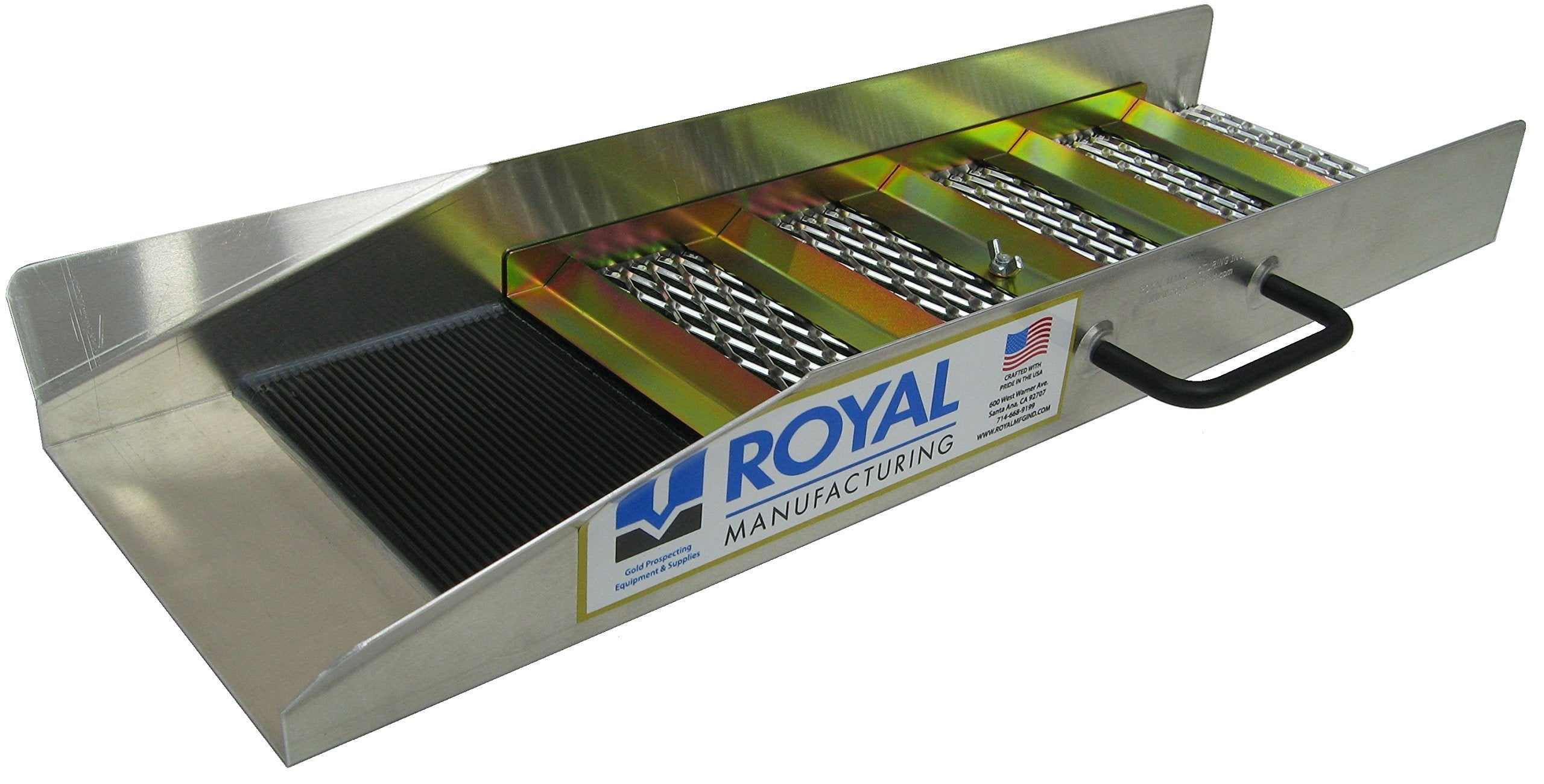 Royal Compact 24 Mini Sluice Box front view demonstrates portable field-ready design.