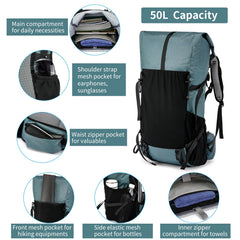 ROYAL MOUNTAIN water-resistant fabric keeps contents dry in rain.