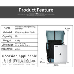 ROYAL MOUNTAIN backpack external straps attach tents and trekking poles.