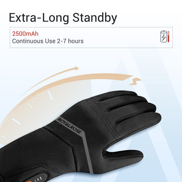 Royalrose heated gloves liners battery pack provides long-lasting warmth