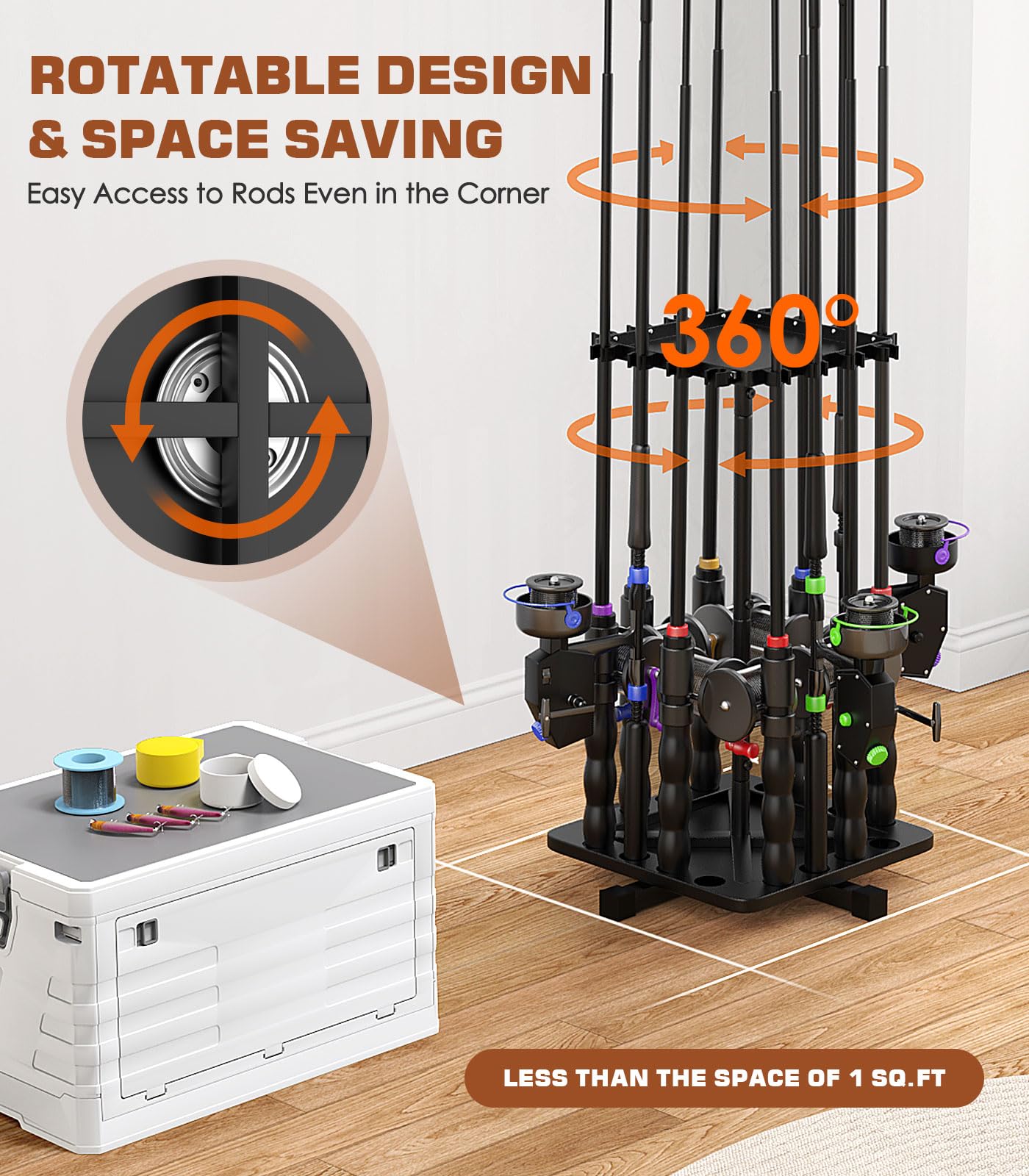 Roylvan carbon steel base provides sturdy stability for rods