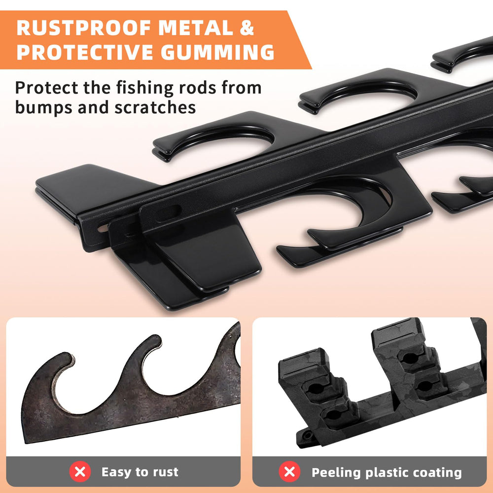 Rust-proof metal rod rack with protective grooves to prevent scratches
