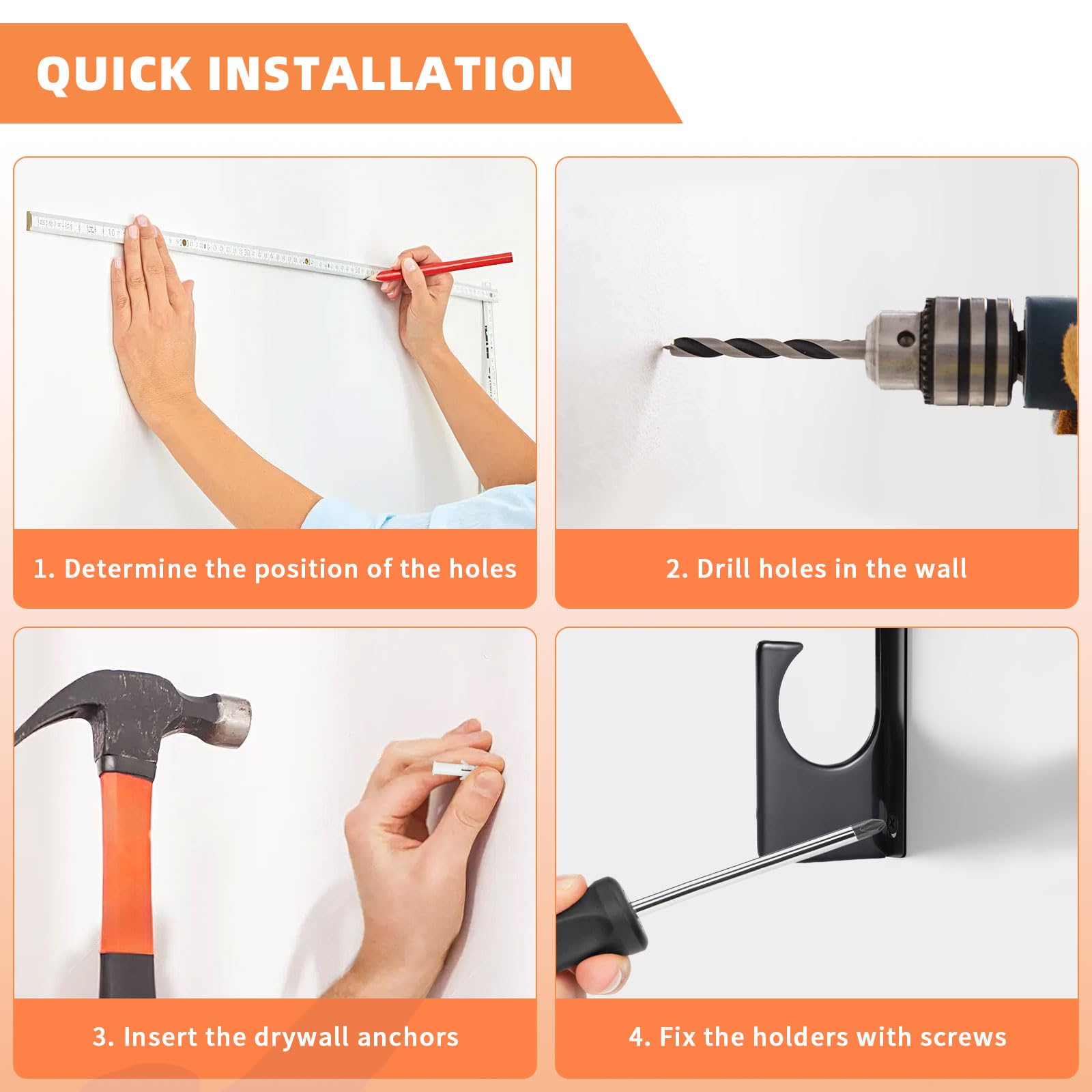 Horizontal rod storage for up to 10 fishing rods in a compact rack