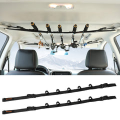 Roylvan 2-Pack Vehicle Fishing Rod Holder on car roof with 5-slot rack