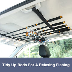 Close-up of 5-slot fishing rod belt with two buckles