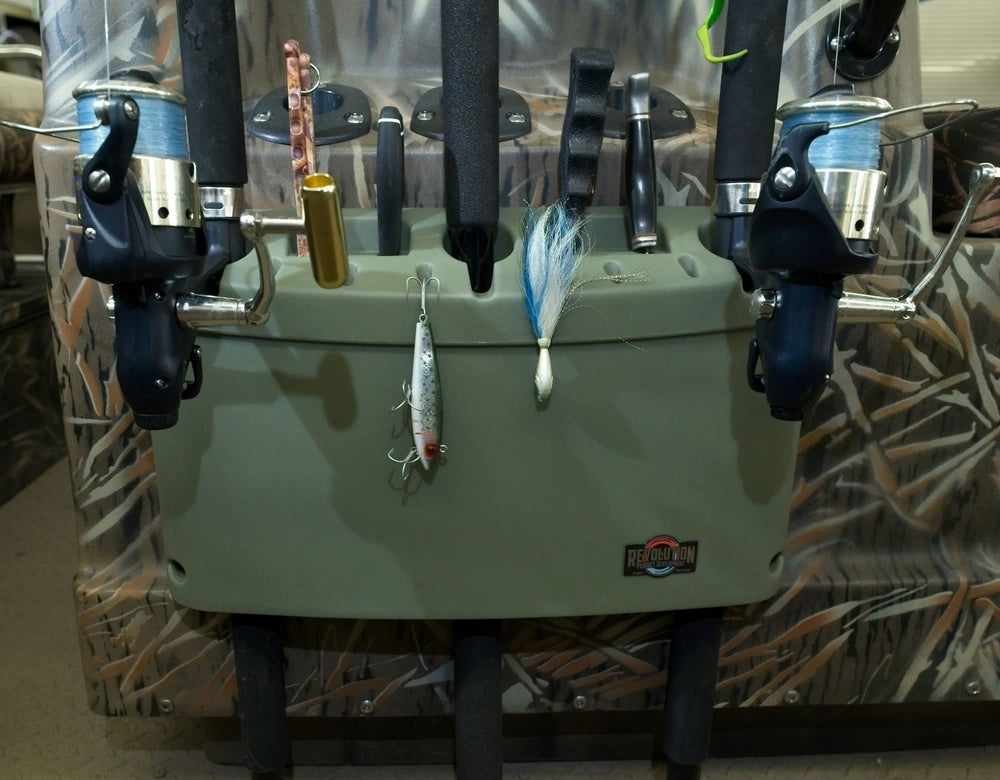 RPD Pro Series rod holder tan storage layout for 3 rods and 2 knives