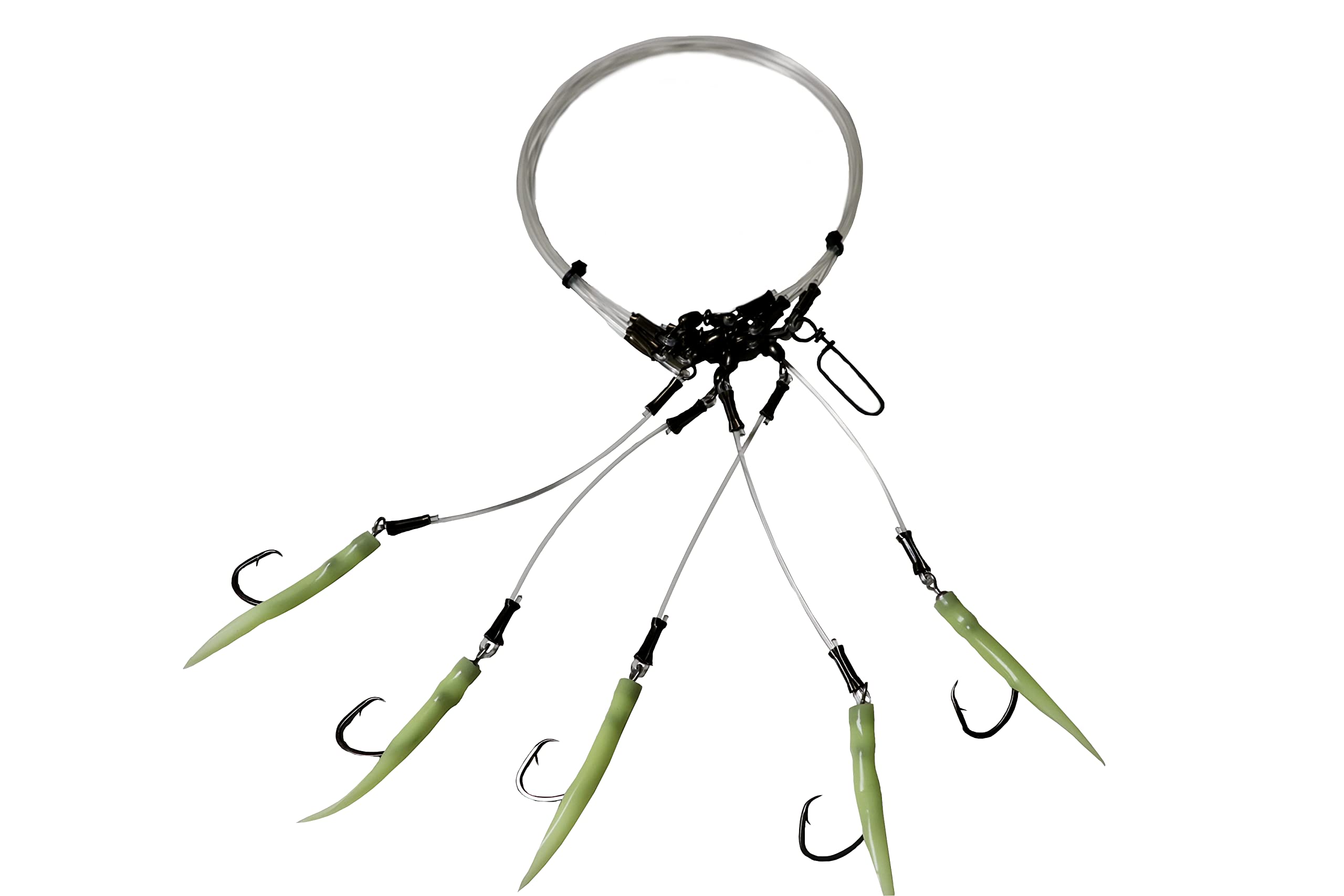 Deep drop rig with glow sleeve and 5/0 circle hook close-up