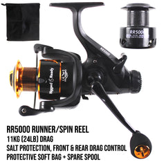 RR5000 runner reel close-up showing bearing and drag