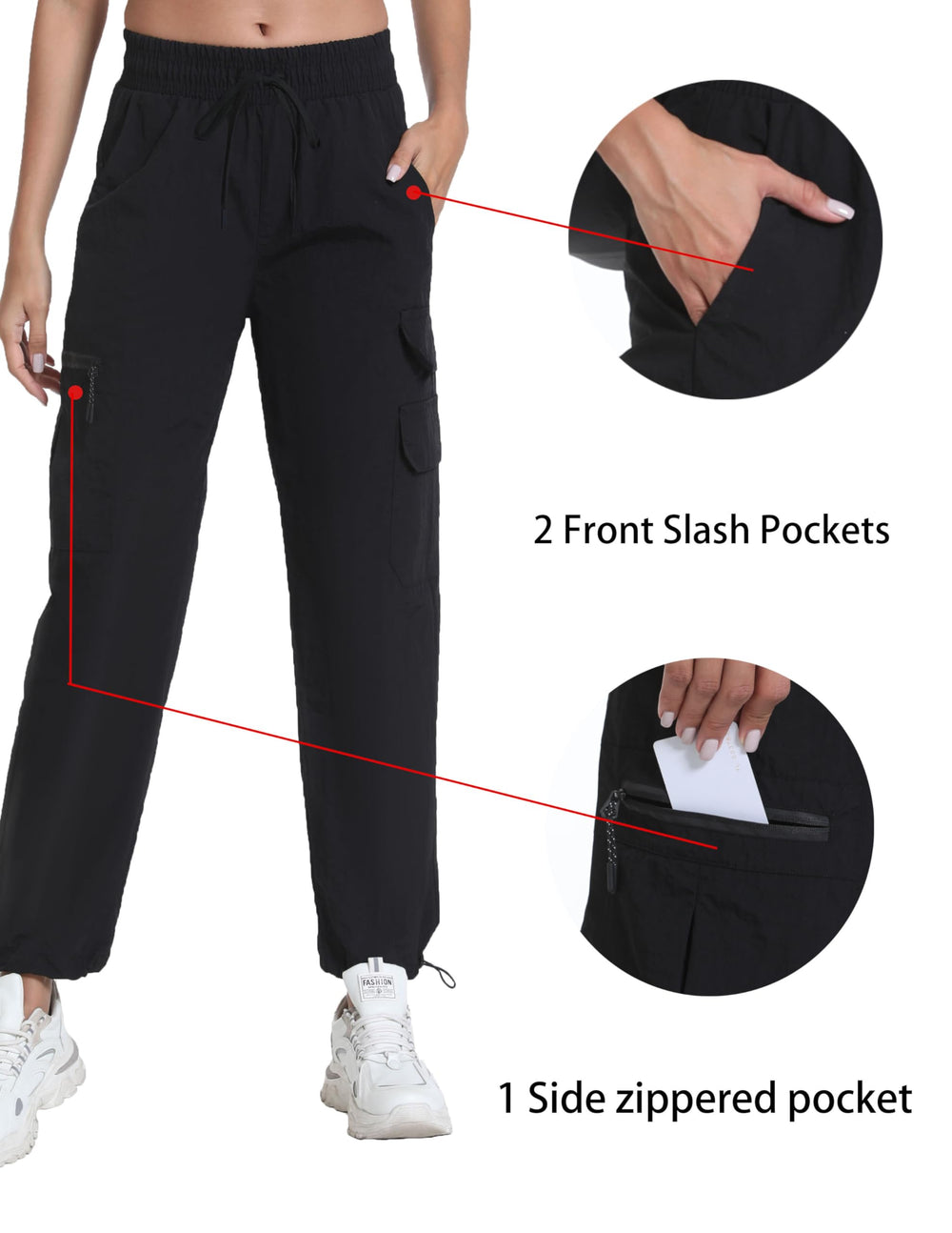 Rrosseyz women's hiking pants cargo pockets closeup shows versatile storage options.