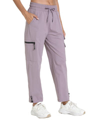 Rrosseyz women's hiking pants front view in Primrose Purple for hikes and daily wear