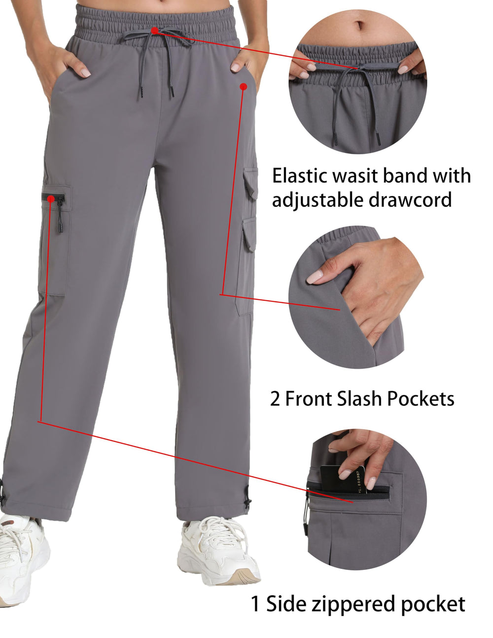 Rrosseyz women's hiking pants quick-dry fabric close-up keeps you dry.