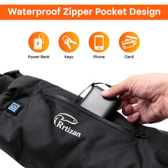 Rrtizan heated hand warmer pouch with adjustable waist strap for a secure fit.