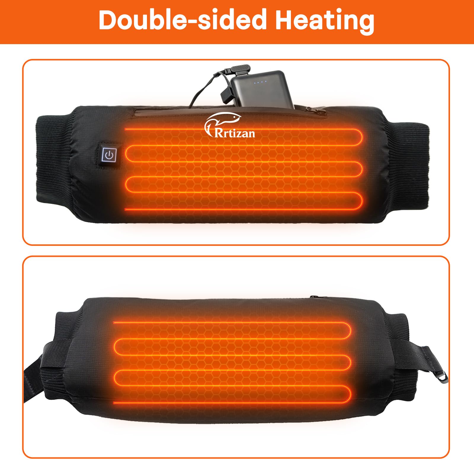 Rrtizan heated hand warmer pouch waterproof zipper protecting contents from moisture.