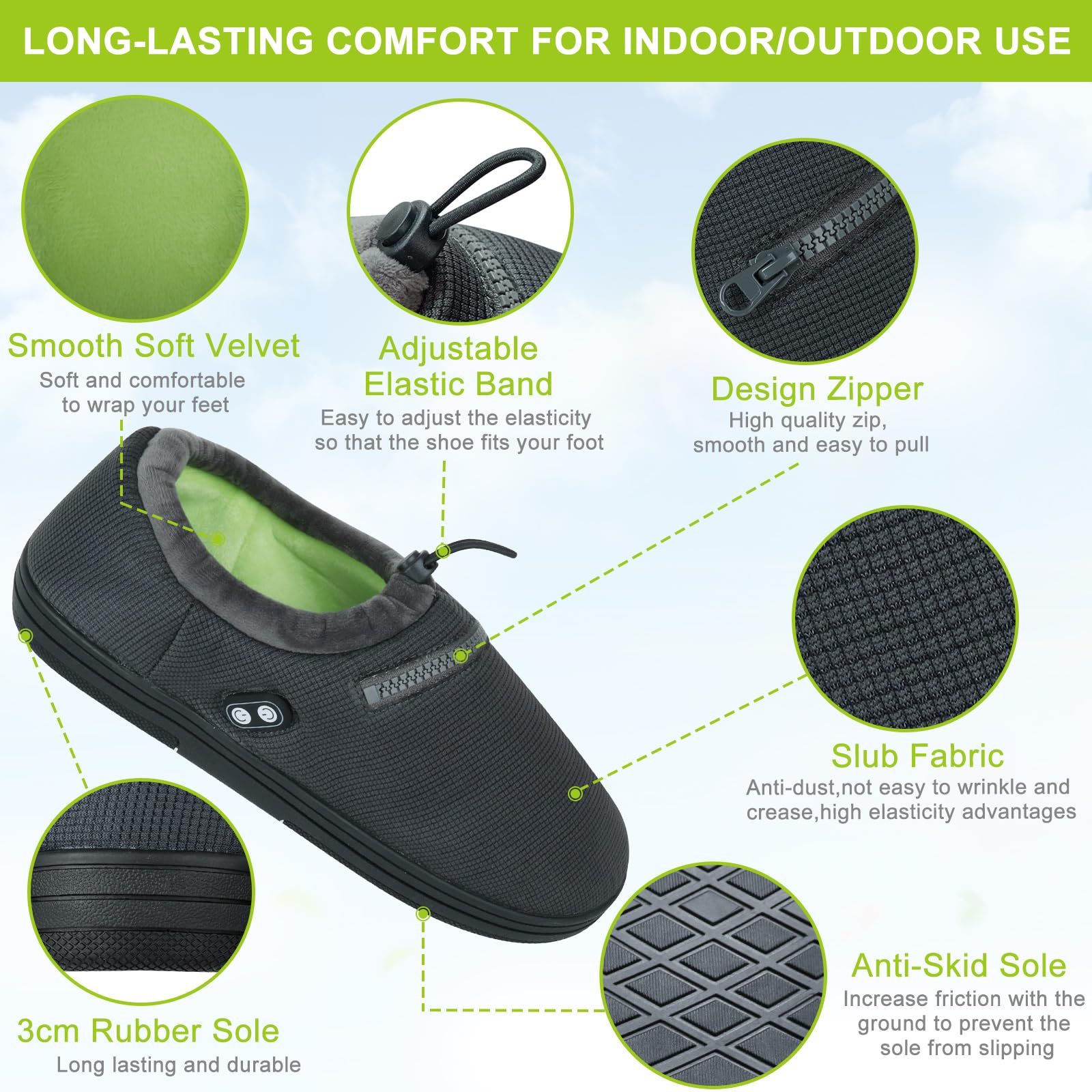 RTDEP Foot Warmer non-slip sole supports safe indoor walking